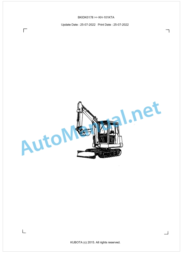 Kubota KH-101KTA Parts Manual PDF BKIDK0178 1 Kubota KH-101KTA Parts Manual PDF BKIDK0178