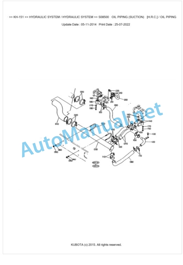 Kubota KH-151 Parts Manual PDF BKIDK0179 4 Kubota KH-151 Parts Manual PDF BKIDK0179-4