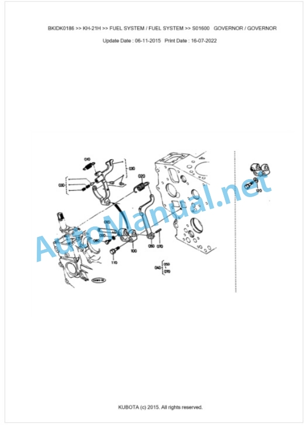 Kubota KH-21H Parts Manual PDF BKIDK0186 2 Kubota KH-21H Parts Manual PDF BKIDK0186-2