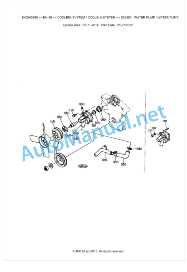 Kubota KH-36 Parts Manual PDF BKIDK0180 2 Kubota KH-36 Parts Manual PDF BKIDK0180-2