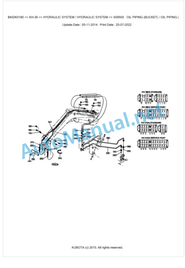 Kubota KH-36 Parts Manual PDF BKIDK0180 4 Kubota KH-36 Parts Manual PDF BKIDK0180-4