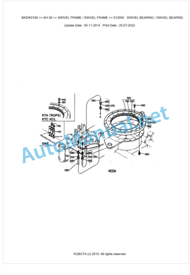 Kubota KH-36 Parts Manual PDF BKIDK0180 5 Kubota KH-36 Parts Manual PDF BKIDK0180-5