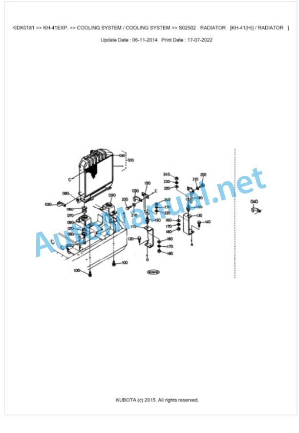 Kubota KH-41EXP. Parts Manual PDF BKIDK0181 2 Kubota KH-41EXP. Parts Manual PDF BKIDK0181-2