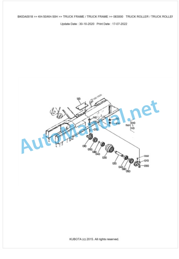 Kubota KH-50, KH-50H Parts Manual PDF BKIDA0018 5 Kubota KH-50, KH-50H Parts Manual PDF BKIDA0018-5