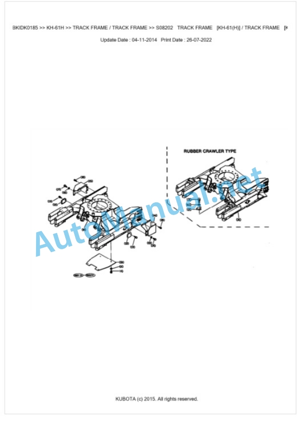 Kubota KH-61H Parts Manual PDF BKIDK0185 5 Kubota KH-61H Parts Manual PDF BKIDK0185-5