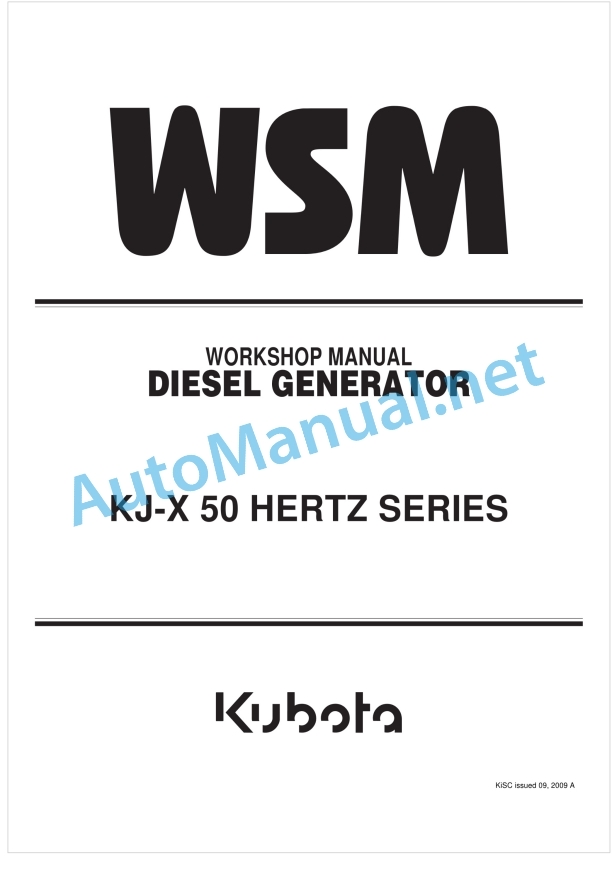 Kubota KJ-X 50 Heartz Series Diesel Engine Workshop Manual PDF