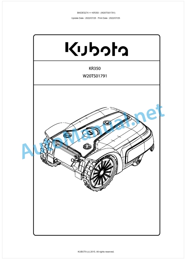 Kubota KR350 Parts Manual PDF BKIDE5274 1 Kubota KR350 Parts Manual PDF BKIDE5274