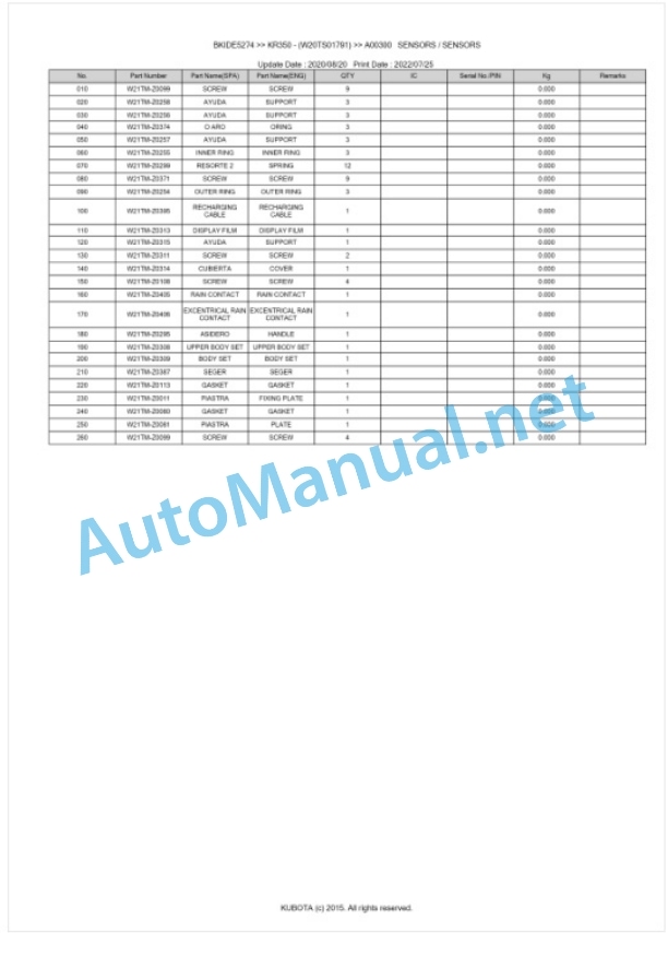 Kubota KR350 Parts Manual PDF BKIDE5274 4 Kubota KR350 Parts Manual PDF BKIDE5274-4