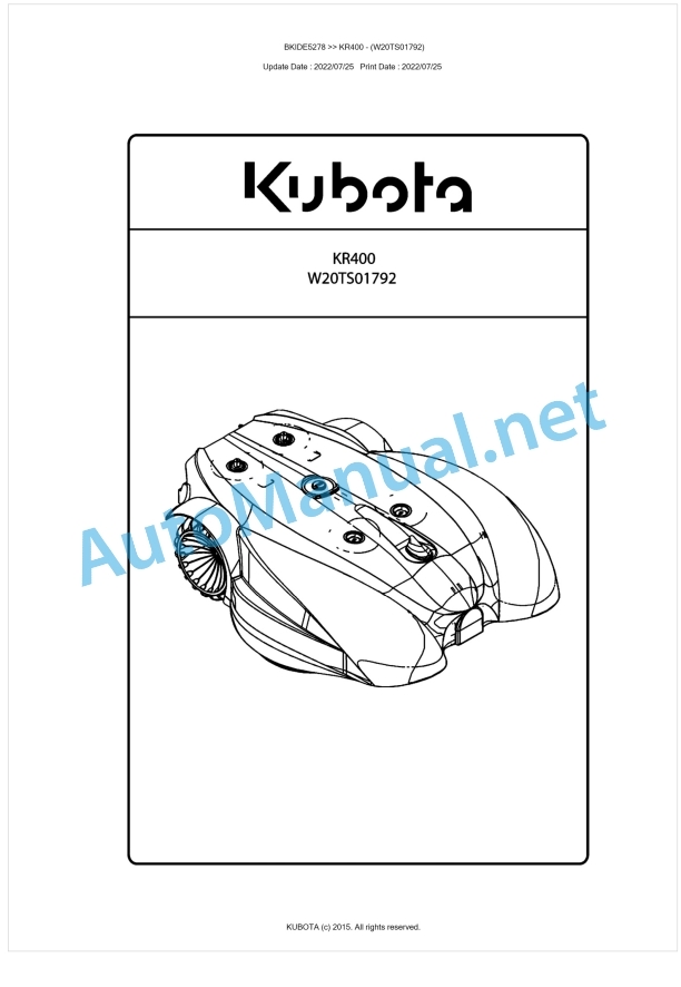 Kubota KR400 Parts Manual PDF BKIDE5278 1 Kubota KR400 Parts Manual PDF BKIDE5278