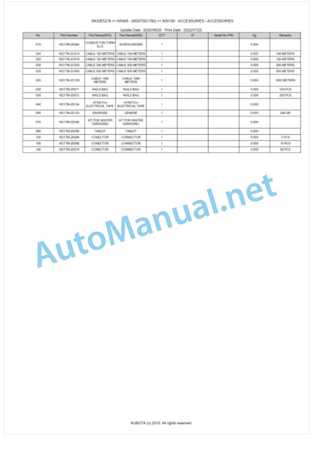 Kubota KR400 Parts Manual PDF BKIDE5278 2 Kubota KR400 Parts Manual PDF BKIDE5278-2