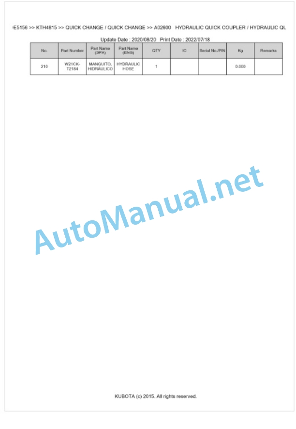 Kubota KTH4815 Parts Manual PDF BKIDE5156 3 Kubota KTH4815 Parts Manual PDF BKIDE5156-3