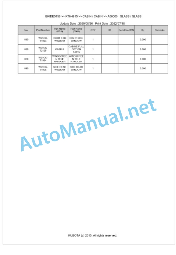 Kubota KTH4815 Parts Manual PDF BKIDE5156 4 Kubota KTH4815 Parts Manual PDF BKIDE5156-4