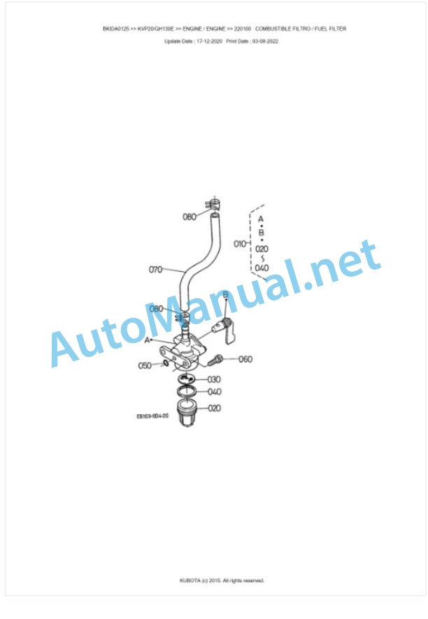 Kubota KVP20, GH130E Parts Manual PDF BKIDA0125 2 Kubota KVP20, GH130E Parts Manual PDF BKIDA0125-2