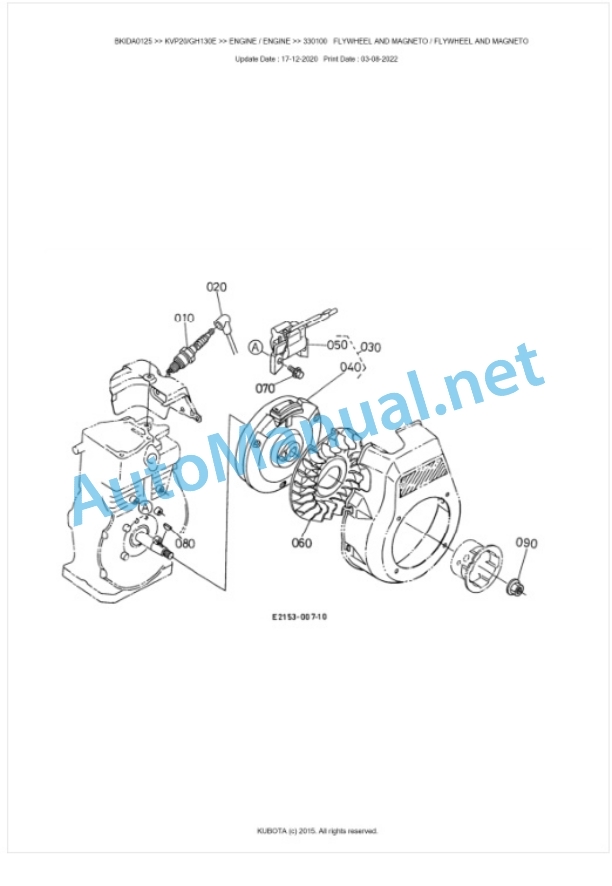 Kubota KVP20, GH130E Parts Manual PDF BKIDA0125 5 Kubota KVP20, GH130E Parts Manual PDF BKIDA0125-5