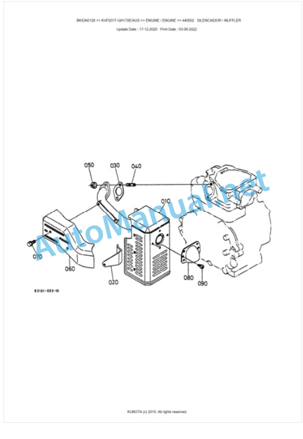 Kubota KVP201T-GH170E, KVP201T-AUS Parts Manual PDF BKIDA0126-5