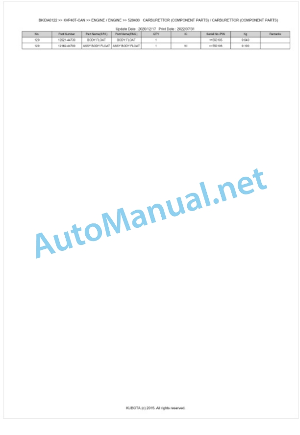 Kubota KVP40T-CAN Parts Manual PDF BKIDA0122 4 Kubota KVP40T-CAN Parts Manual PDF BKIDA0122-4