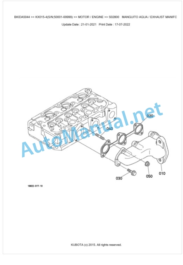 Kubota KX015-4 Parts Manual PDF BKIDA5044 2 Kubota KX015-4 Parts Manual PDF BKIDA5044-2