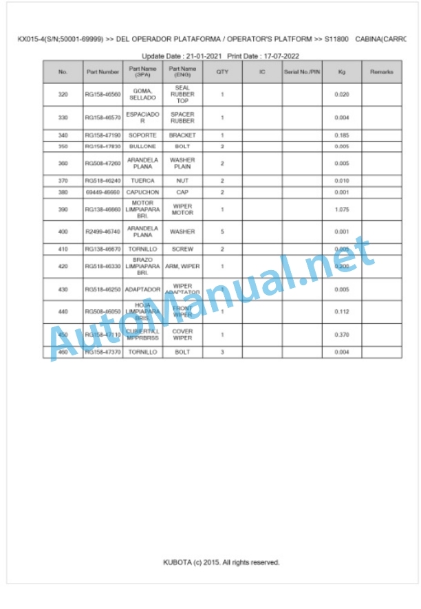 Kubota KX015-4 Parts Manual PDF BKIDA5044 5 Kubota KX015-4 Parts Manual PDF BKIDA5044-5