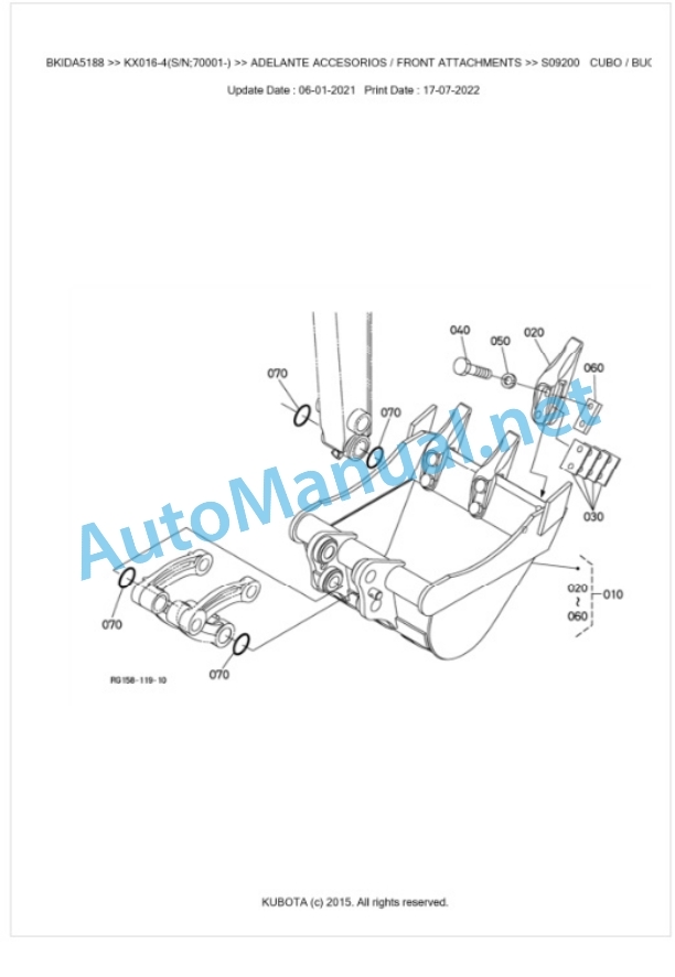 Kubota KX016-4 Parts Manual PDF BKIDA5188 4 Kubota KX016-4 Parts Manual PDF BKIDA5188-4