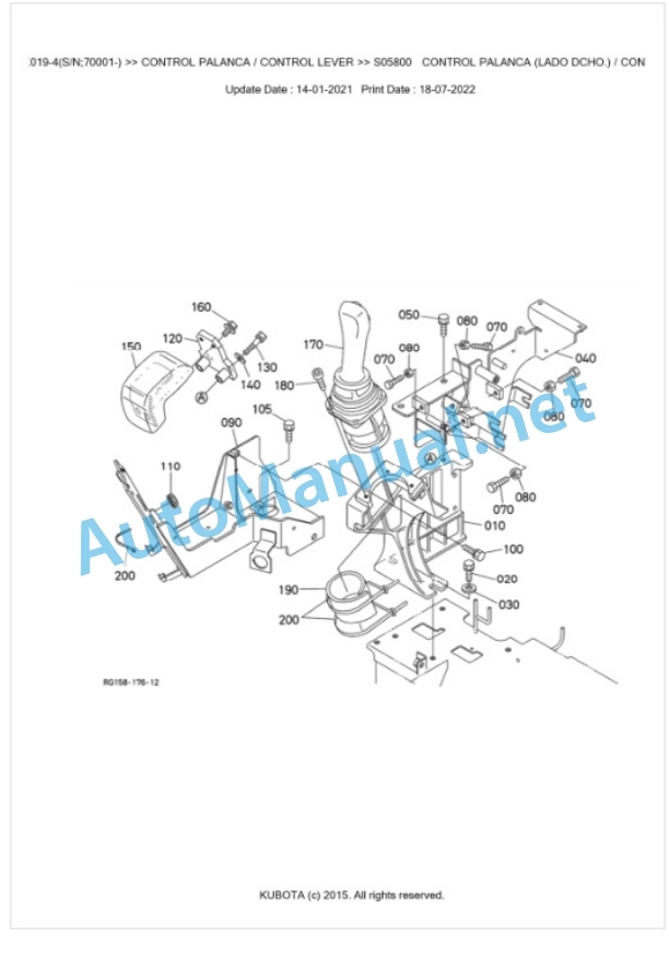 Kubota KX019-4 Parts Manual PDF BKIDA5186 3 Kubota KX019-4 Parts Manual PDF BKIDA5186-3