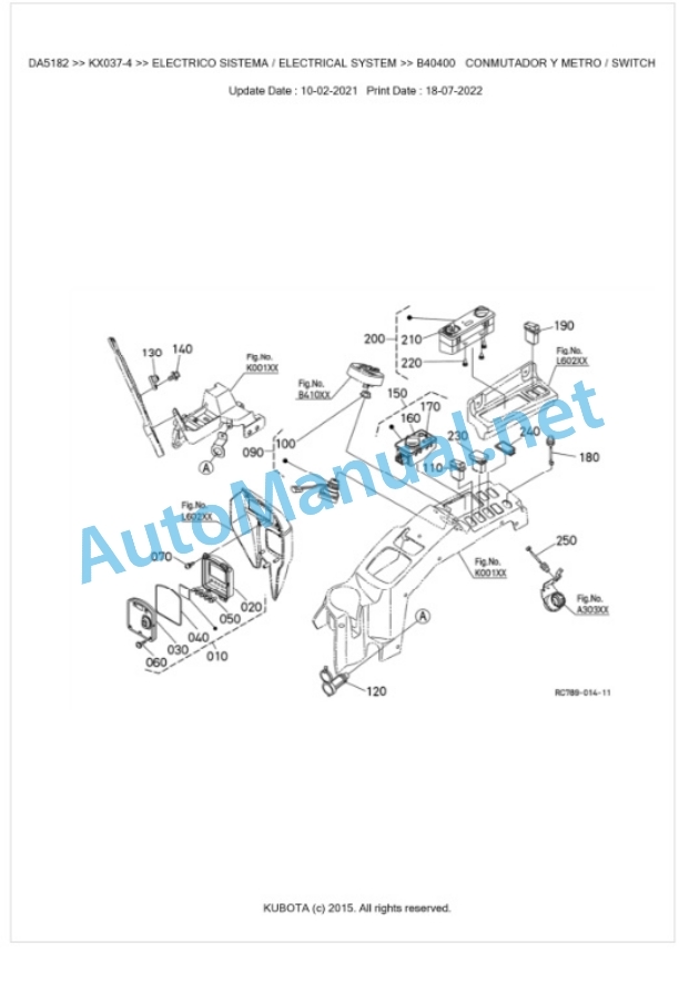 Kubota KX037-4 Parts Manual PDF BKIDA5182 2 Kubota KX037-4 Parts Manual PDF BKIDA5182-2