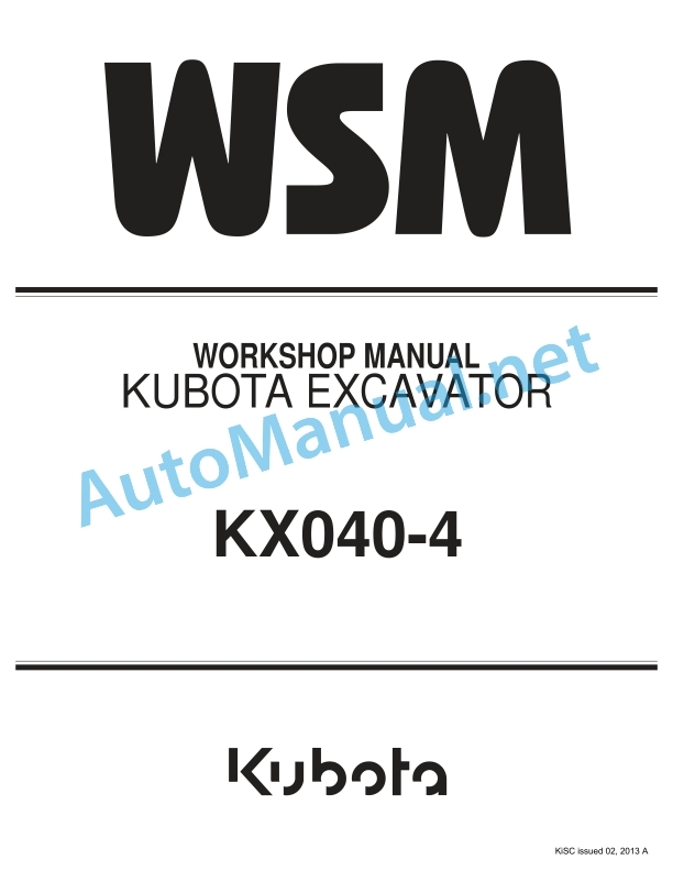Kubota KX040-4 Excavator Workshop Manual PDF