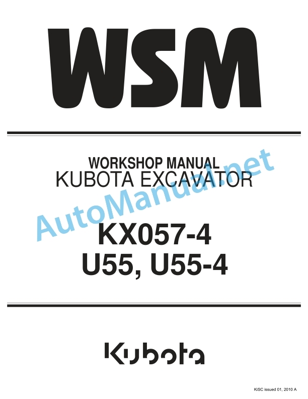 Kubota KX057, U55, U55-4 Excavator Workshop Manual PDF