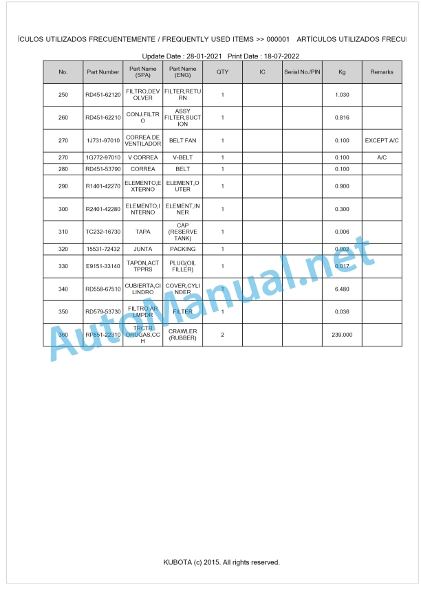 Kubota KX060-5 Parts Manual PDF BKIDA5210 1 Kubota KX060-5 Parts Manual PDF BKIDA5210