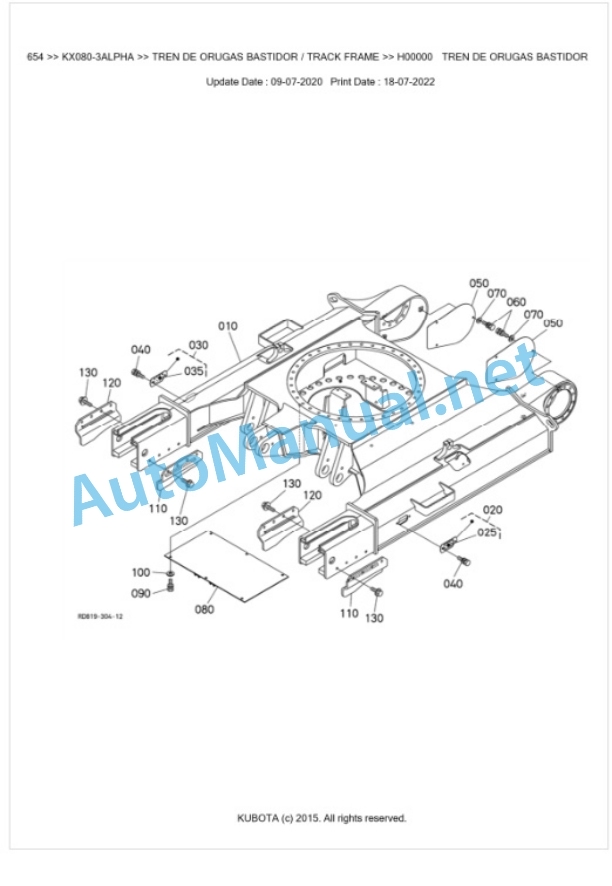 Kubota KX080-3ALPHA Parts Manual PDF BIKIDK0654-5