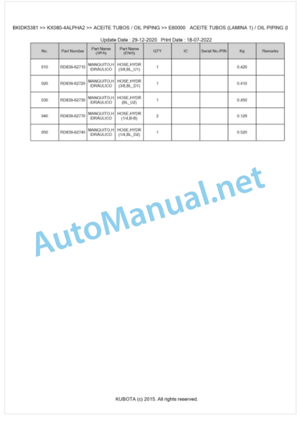 Kubota KX080-4ALPHA2 Parts Manual PDF BIKIDK5381 4 Kubota KX080-4ALPHA2 Parts Manual PDF BIKIDK5381-4