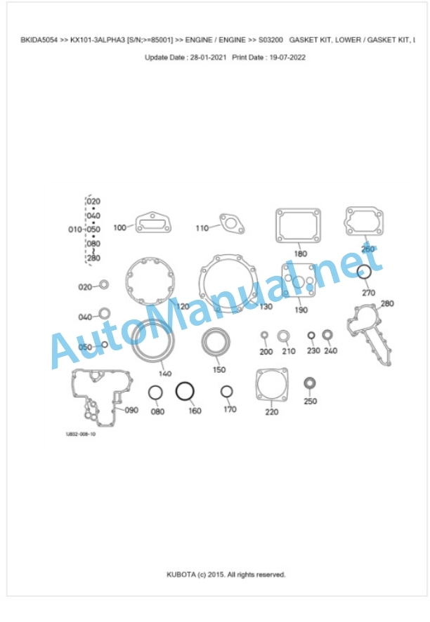Kubota KX101-3ALPHA3 Parts Manual PDF BKIDA5054 2 Kubota KX101-3ALPHA3 Parts Manual PDF BKIDA5054-2