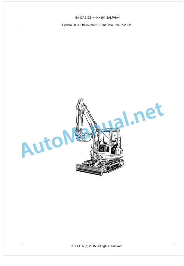 Kubota KX101-3ALPHA4 Parts Manual PDF BKIDA5126 1 Kubota KX101-3ALPHA4 Parts Manual PDF BKIDA5126