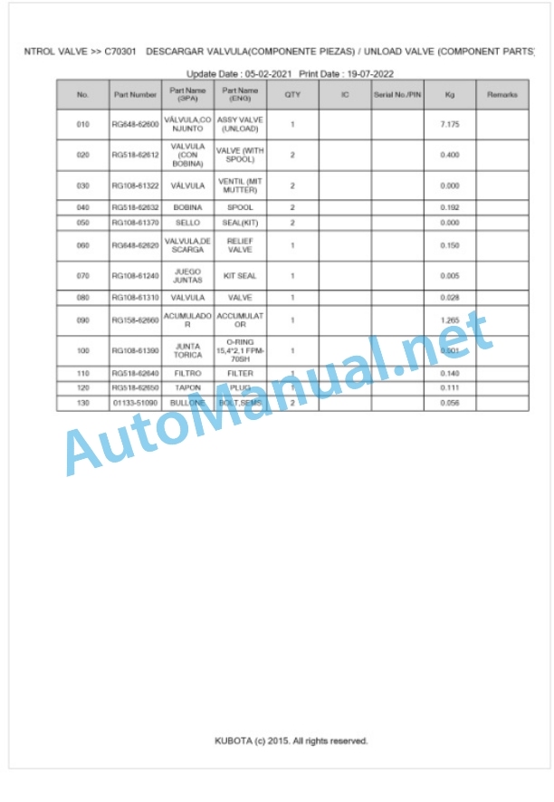 Kubota KX101-3ALPHA4 Parts Manual PDF BKIDA5126 3 Kubota KX101-3ALPHA4 Parts Manual PDF BKIDA5126-3