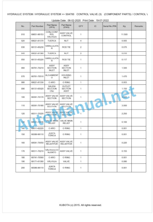 Kubota KX101 Parts Manual PDF BKIDK0032 3 Kubota KX101 Parts Manual PDF BKIDK0032-3