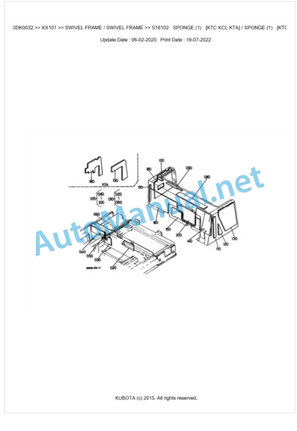 Kubota KX101 Parts Manual PDF BKIDK0032 5 Kubota KX101 Parts Manual PDF BKIDK0032-5