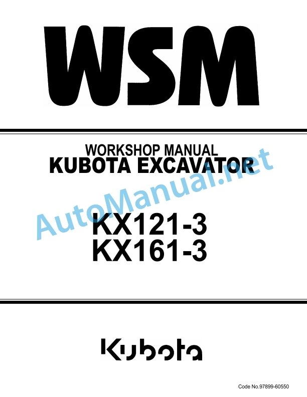 Kubota KX121-3, KX161-3 Excavator Workshop Manual PDF