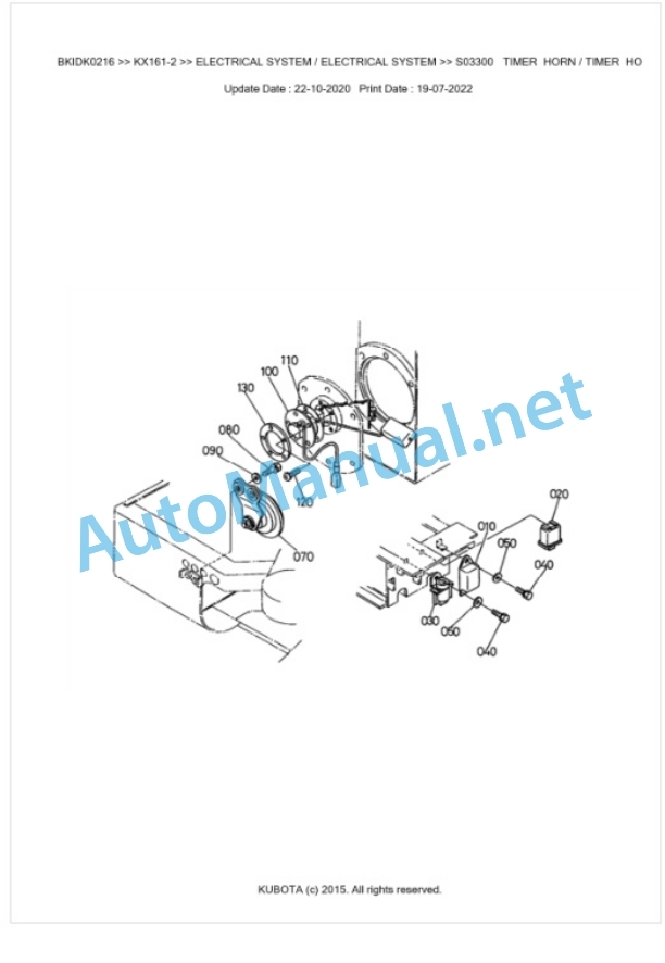 Kubota KX161-2 Parts Manual PDF BKIDK0216 2 Kubota KX161-2 Parts Manual PDF BKIDK0216-2