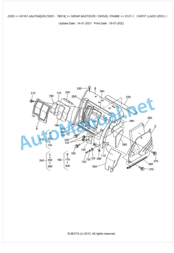 Kubota KX161 Parts Manual PDF BKIDA0305 5 Kubota KX161 Parts Manual PDF BKIDA0305-5