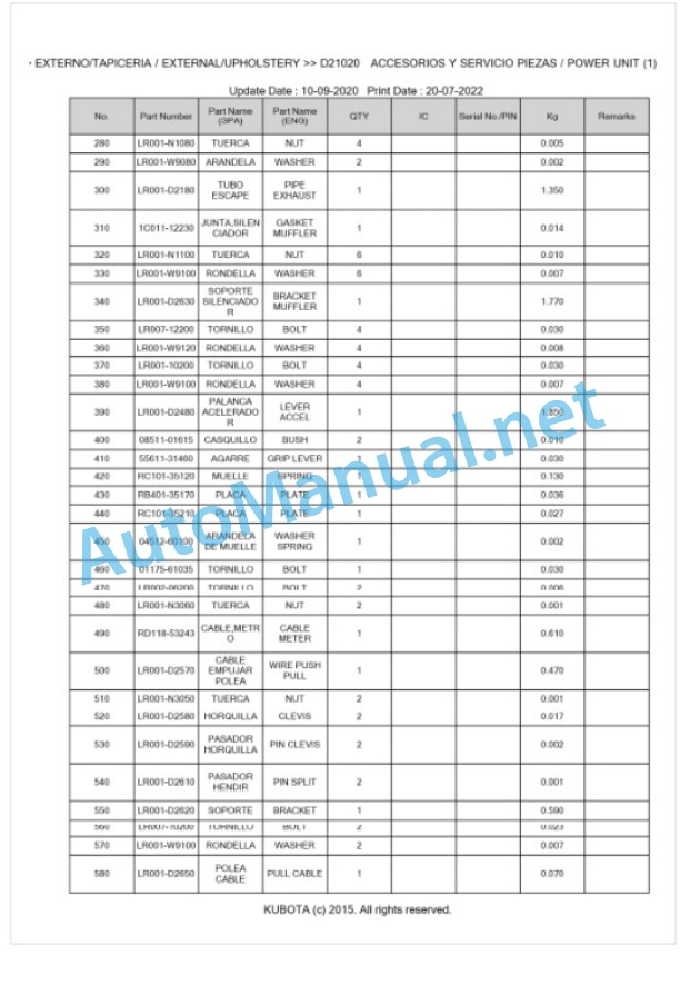 Kubota KX251ALPHA Parts Manual PDF BKIDK0586 4 Kubota KX251ALPHA Parts Manual PDF BKIDK0586-4