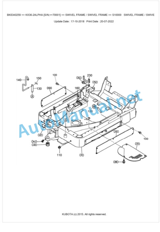 Kubota KX36-2ALPHA Parts Manual PDF BKIDA0259 5 Kubota KX36-2ALPHA Parts Manual PDF BKIDA0259-5