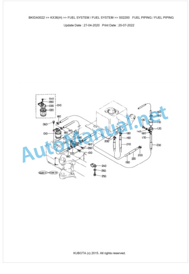 Kubota KX36(H) Parts Manual PDF BKIDA0022 2 Kubota KX36(H) Parts Manual PDF BKIDA0022-2