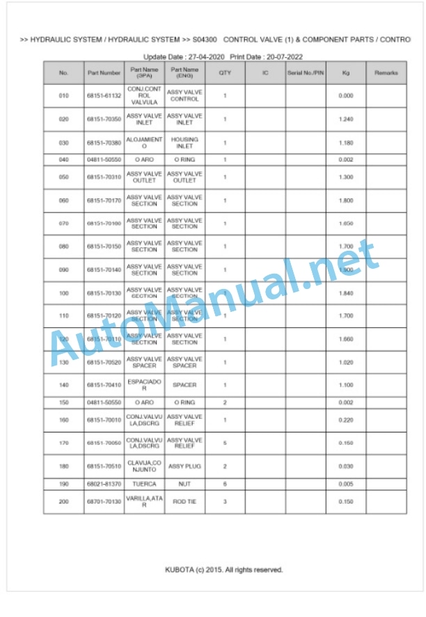 Kubota KX36(H) Parts Manual PDF BKIDA0022 3 Kubota KX36(H) Parts Manual PDF BKIDA0022-3