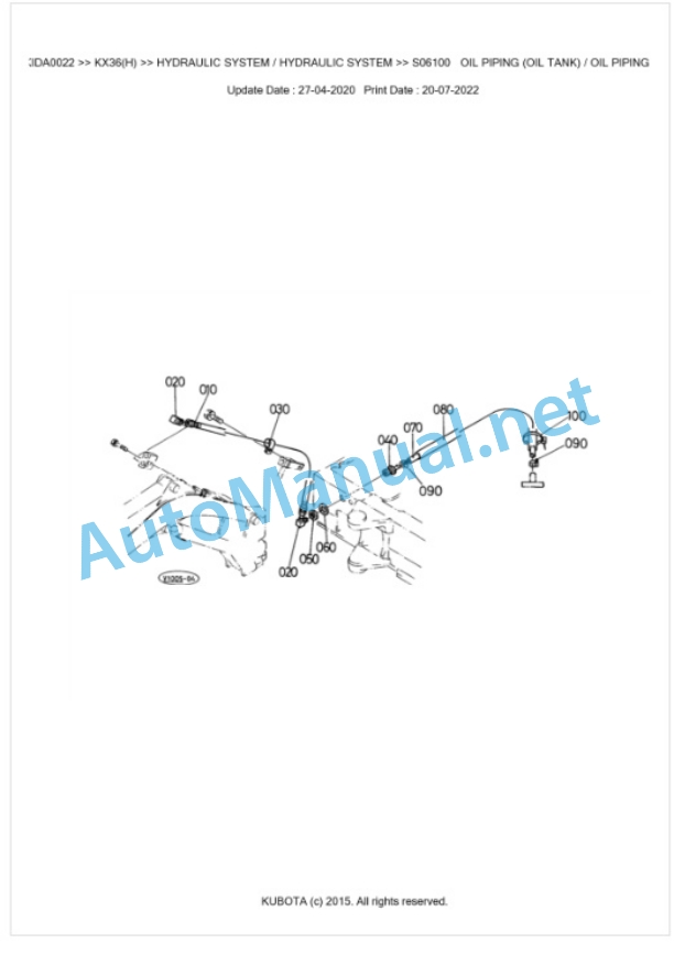 Kubota KX36(H) Parts Manual PDF BKIDA0022 4 Kubota KX36(H) Parts Manual PDF BKIDA0022-4