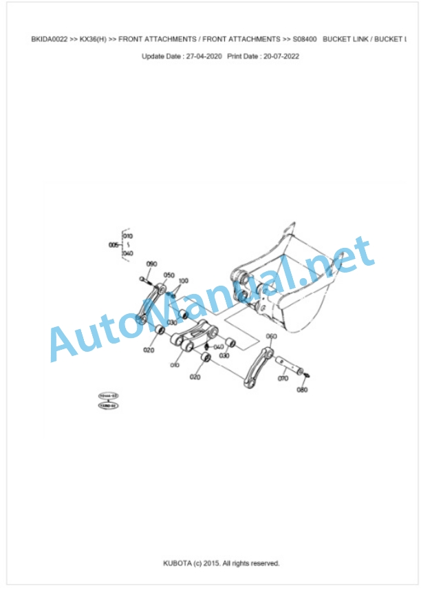 Kubota KX36(H) Parts Manual PDF BKIDA0022 5 Kubota KX36(H) Parts Manual PDF BKIDA0022-5