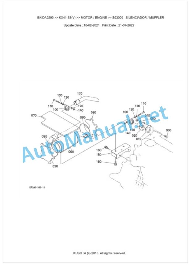 Kubota KX41-3S(V) Parts Manual PDF BKIDA0290 2 Kubota KX41-3S(V) Parts Manual PDF BKIDA0290-2