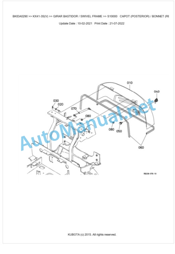 Kubota KX41-3S(V) Parts Manual PDF BKIDA0290 5 Kubota KX41-3S(V) Parts Manual PDF BKIDA0290-5