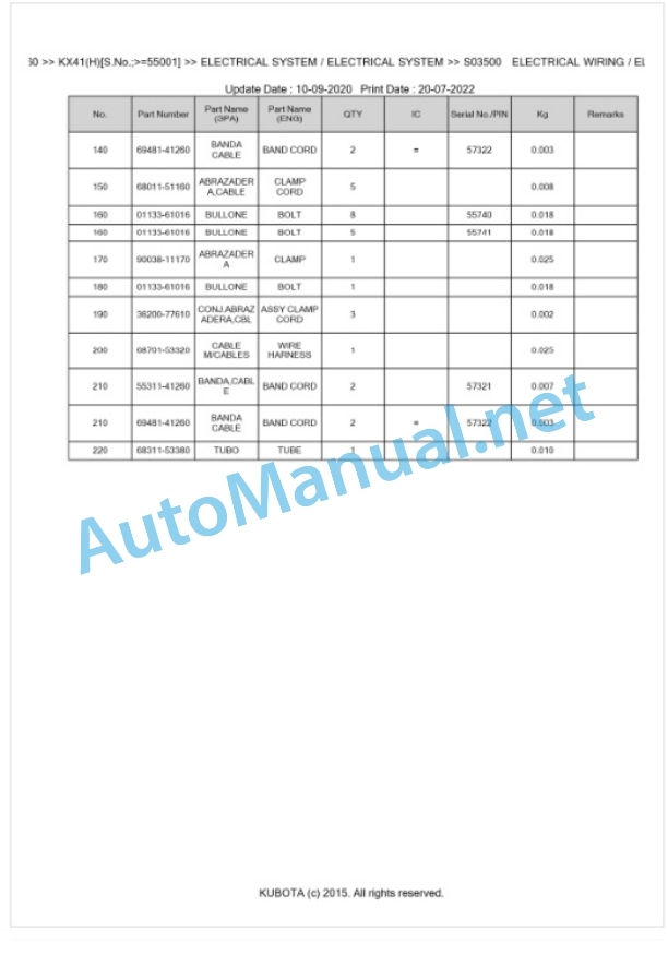 Kubota KX41(H) Parts Manual PDF BKIDA0160 2 Kubota KX41(H) Parts Manual PDF BKIDA0160-2