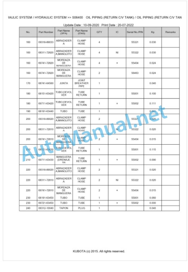 Kubota KX41(H) Parts Manual PDF BKIDA0160 3 Kubota KX41(H) Parts Manual PDF BKIDA0160-3