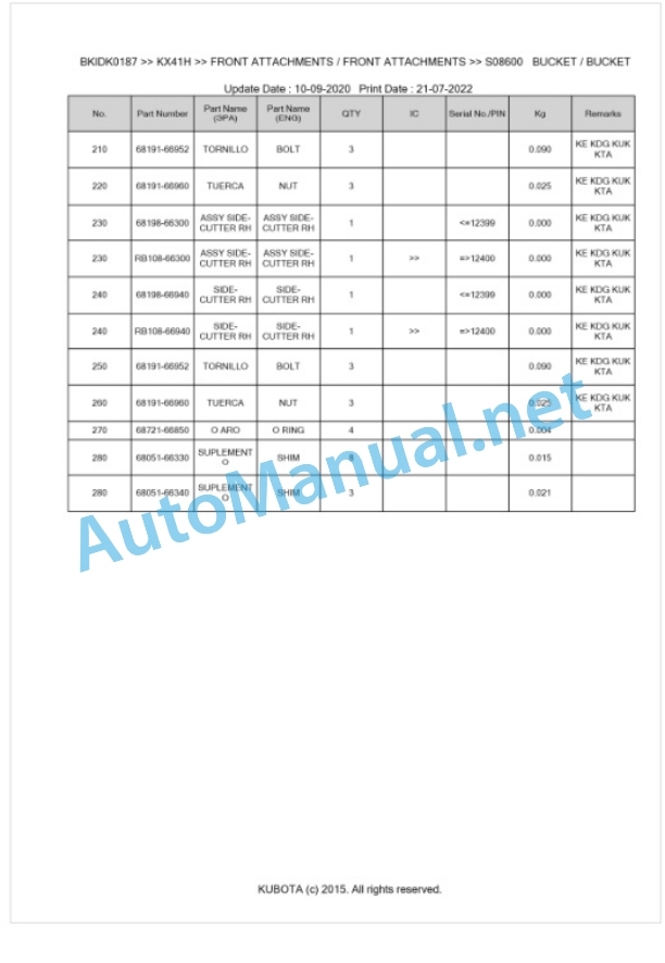 Kubota KX41H Parts Manual PDF BKIDK0187 5 Kubota KX41H Parts Manual PDF BKIDK0187-5