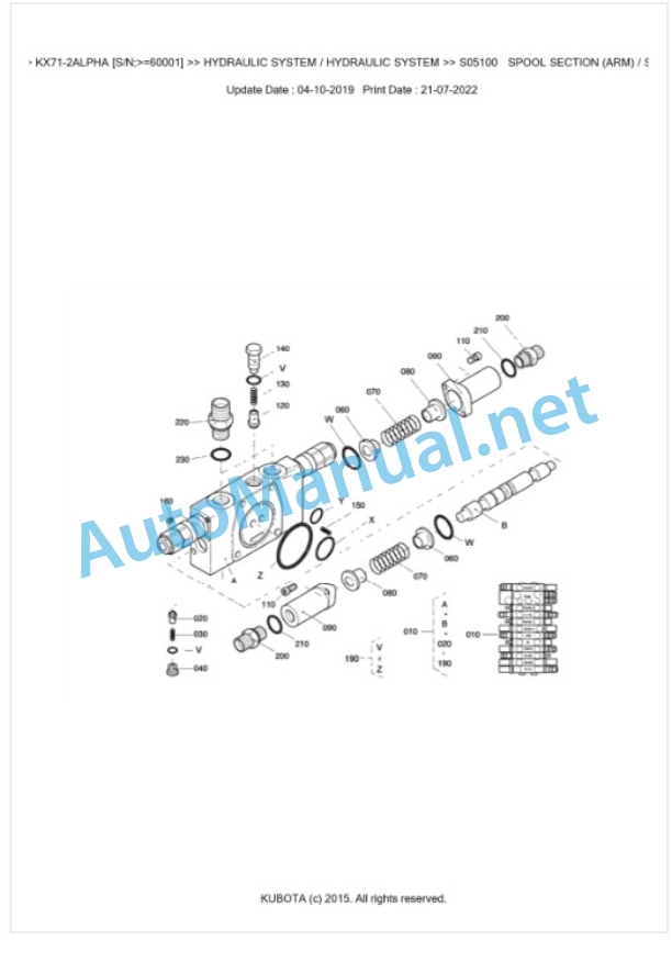 Kubota KX71-2ALPHA Parts Manual PDF BKIDK0461 3 Kubota KX71-2ALPHA Parts Manual PDF BKIDK0461-3